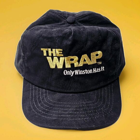 VTG Winston Hat Nascar Racing The Wrap Mens Snapback Plush Fabric Blk 90s EUC! - Picture 13 of 13